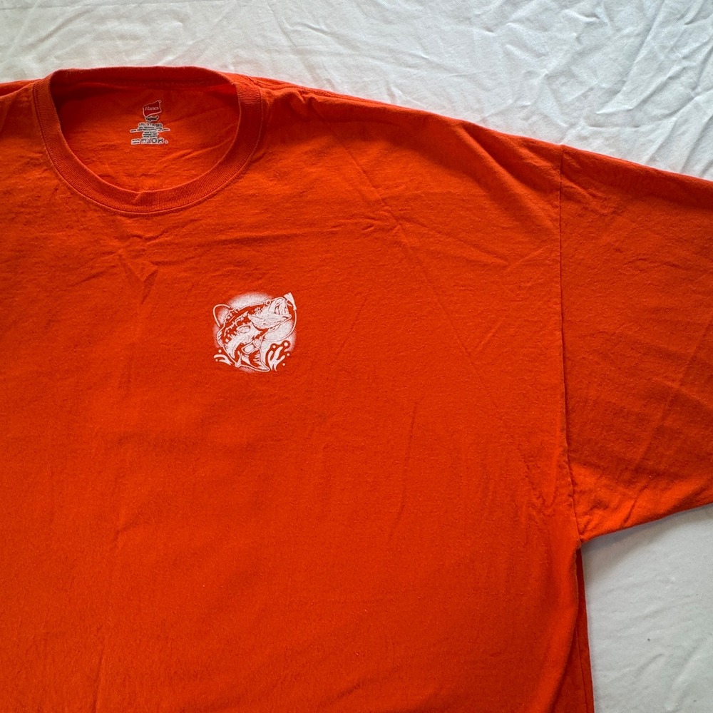 Hanes T-Shirt 5XL Orange Fishing Saved Me Funny Graphic Tee